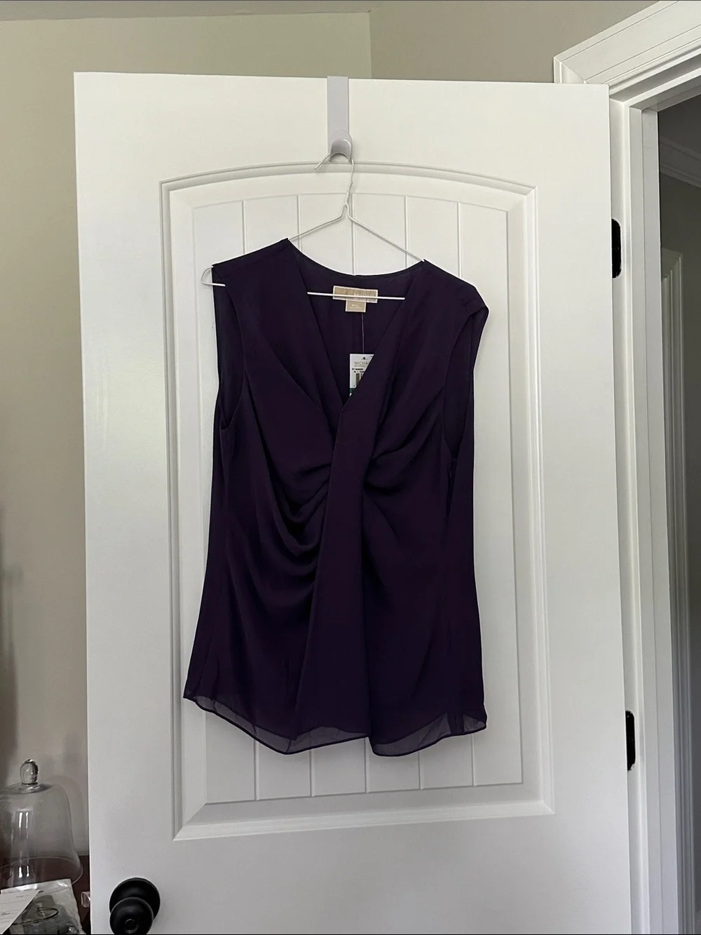 Michael Kors Sleeveless Draped V-Neck Camisole - Deep Purple